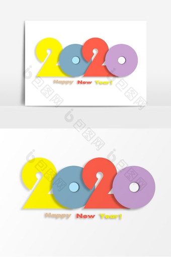 2020艺术彩色字体元素设计图片