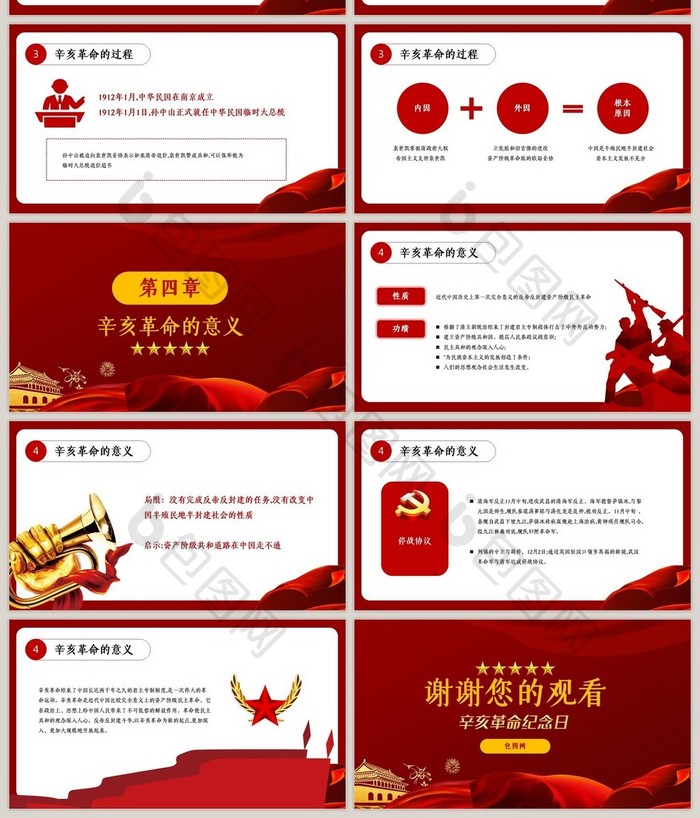 红色党建辛亥革命纪念日ppt模板