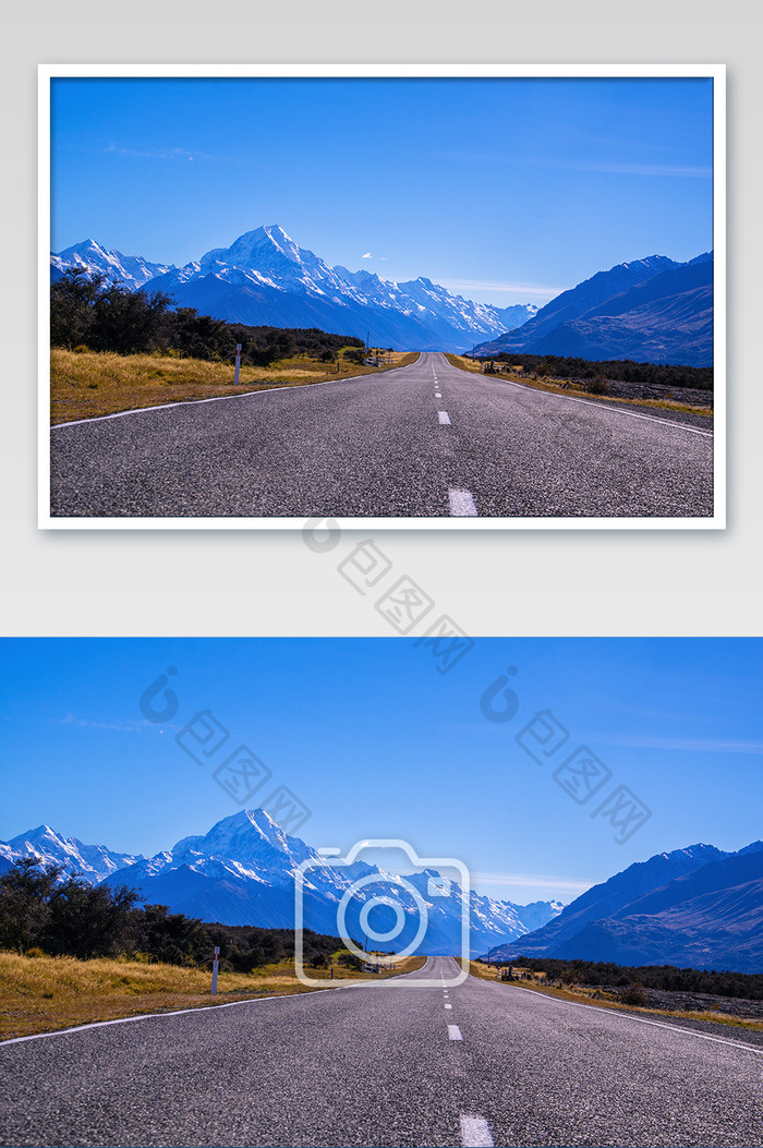 新西兰雪山公路自然风光摄影图片