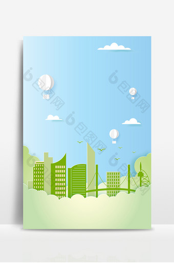 蓝色清洁环保地球节能绿色城市背景图片