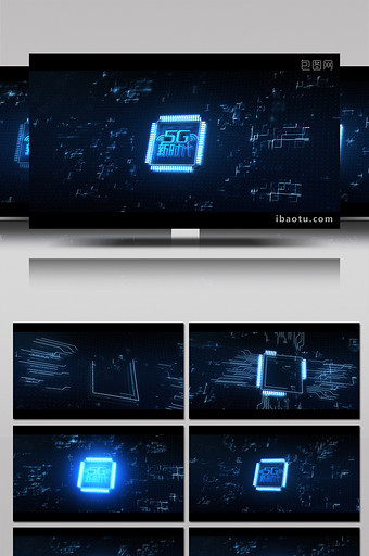 高科技芯片logo片头开场特效AE模板图片