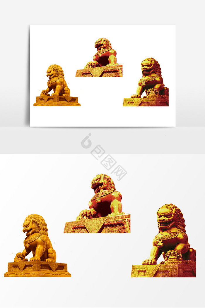质感石狮子雕像装饰图片
