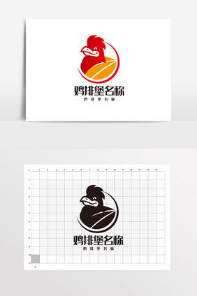 鸡排堡 logo标志VI