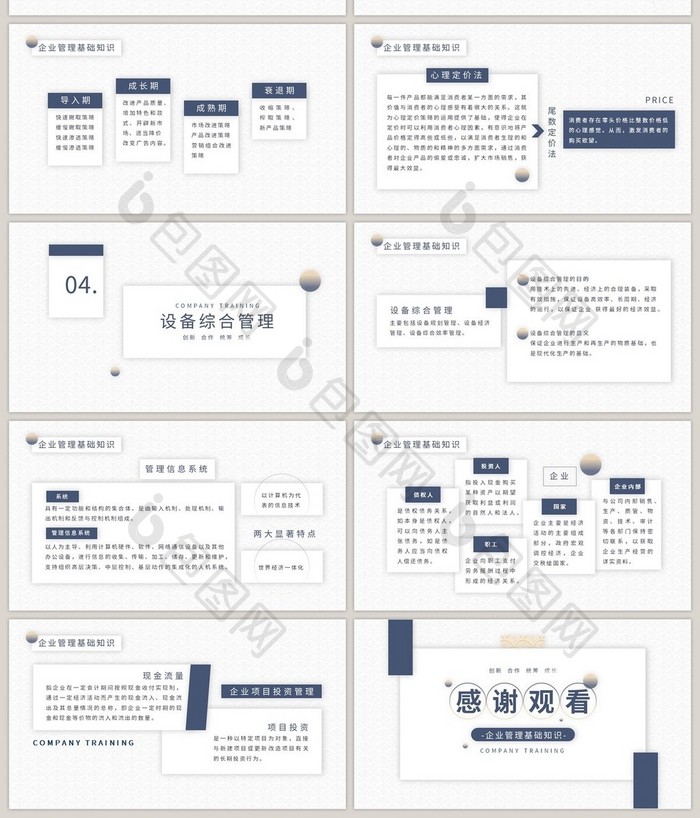典雅大气商务蓝企业管理知识培训PPT模板