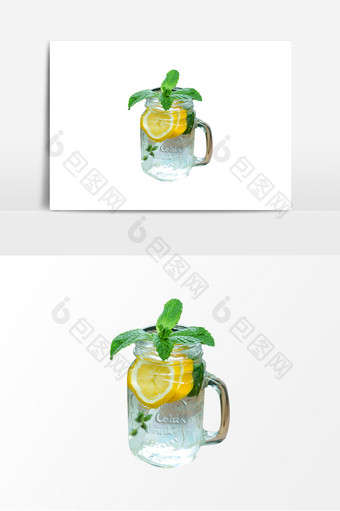 清凉风格柠檬饮料元素图片