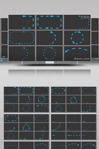 40个线条元素带箭头动画虚线路径视频素材图片