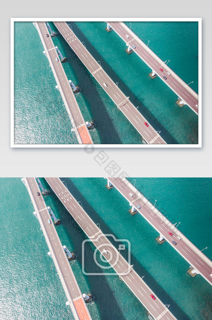 海上的大桥俯拍航拍摄影图片