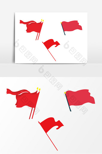 大气质感红旗飘扬装饰元素图片