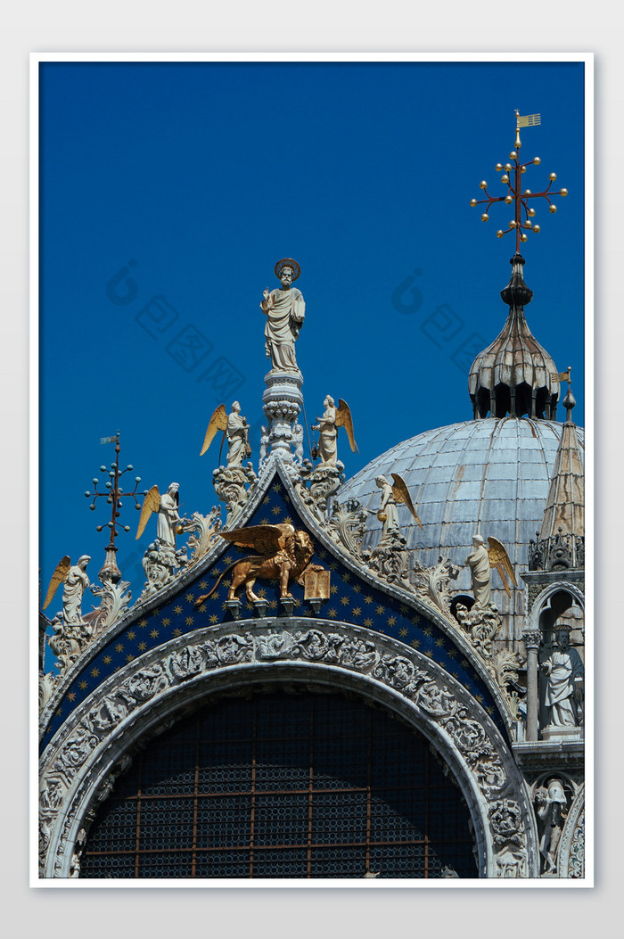 欧洲意大利水城威尼斯带翼狮子标志摄影图片图片