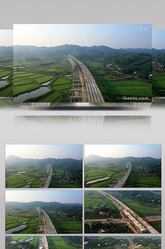 4K航拍建设中的高速公路基建施工图片