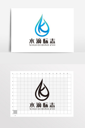 字母K水滴 LOGO标志VI