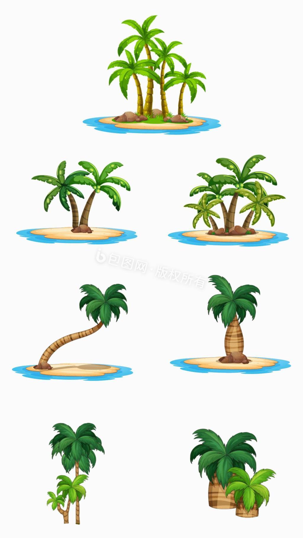 卡通椰子树木生长小动画动图GIF图片