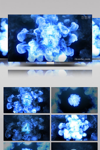 震撼蓝色火焰旋涡特效5秒倒数计时视频素材图片