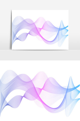 炫彩渐变动感波浪线条元素矢量AI