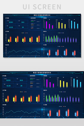 蓝色大数据可视化集团能源管理系统网页界面
