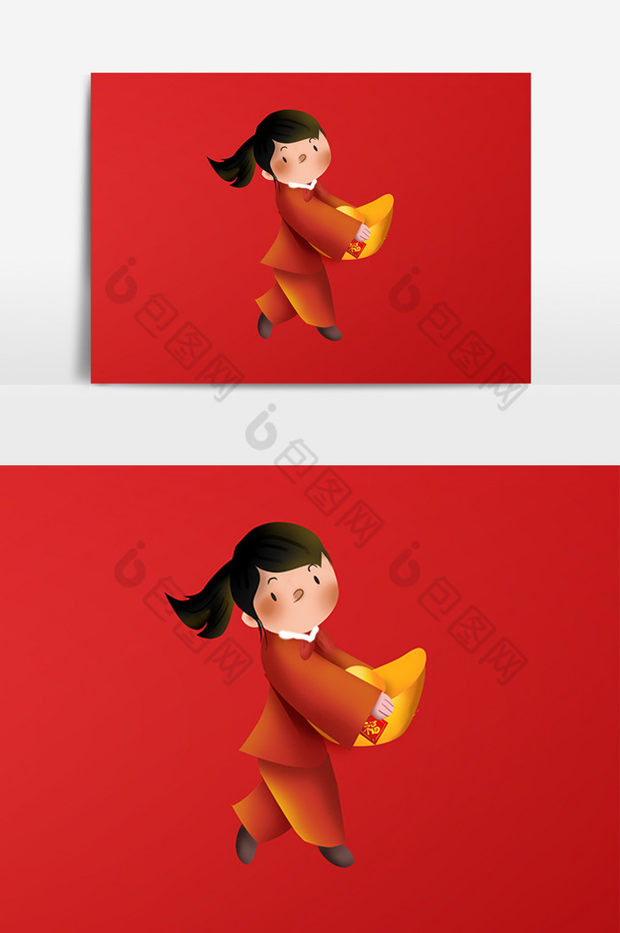 2020年春节喜迎春节女孩插画图片图片