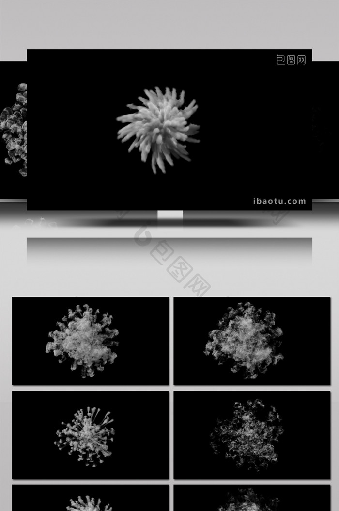 4款烟雾爆炸慢动作动画透明通道视频素材