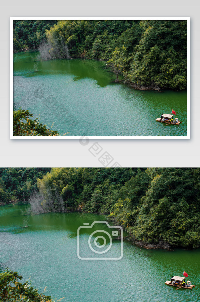 秋日湘江碧波竹林岸泛舟摄影图片图片