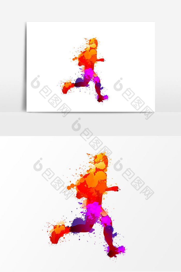 彩色纹理奔跑人物图片图片