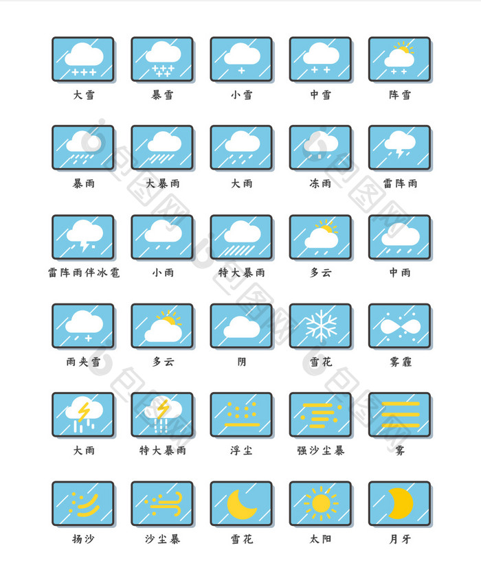 屏显创新天气长尾手机主题矢量icon图标
