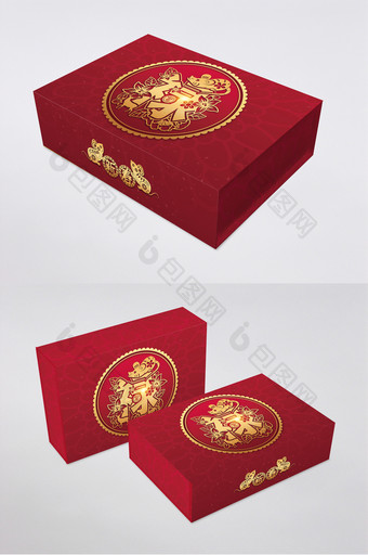 中式鼠年福禄寿喜财礼盒手提袋包装设计图片