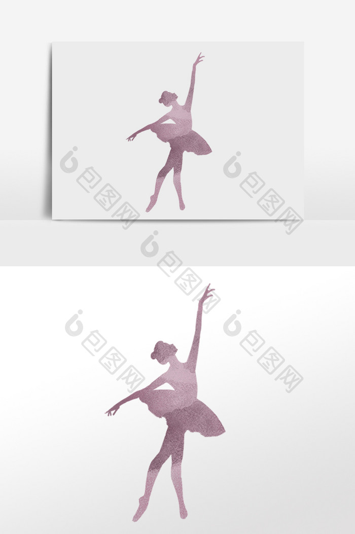 手绘跳舞舞蹈跳芭蕾女孩剪影插画