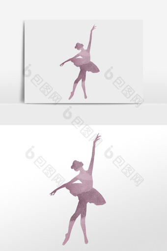 手绘跳舞舞蹈跳芭蕾女孩剪影插画图片