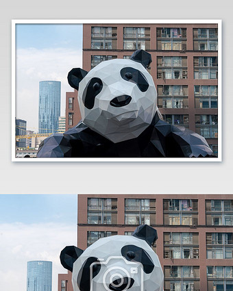 成都地标春熙路商圈熊猫雕像摄影图片下载