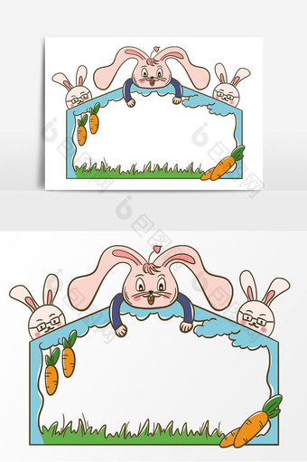 清新可爱手绘兔子边框图片