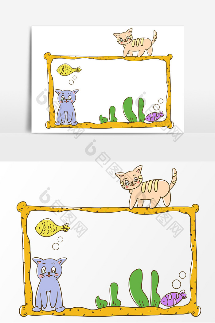 清新手绘可爱猫咪边框