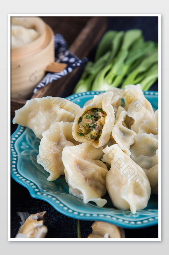 芹菜美味水饺特写图片图片