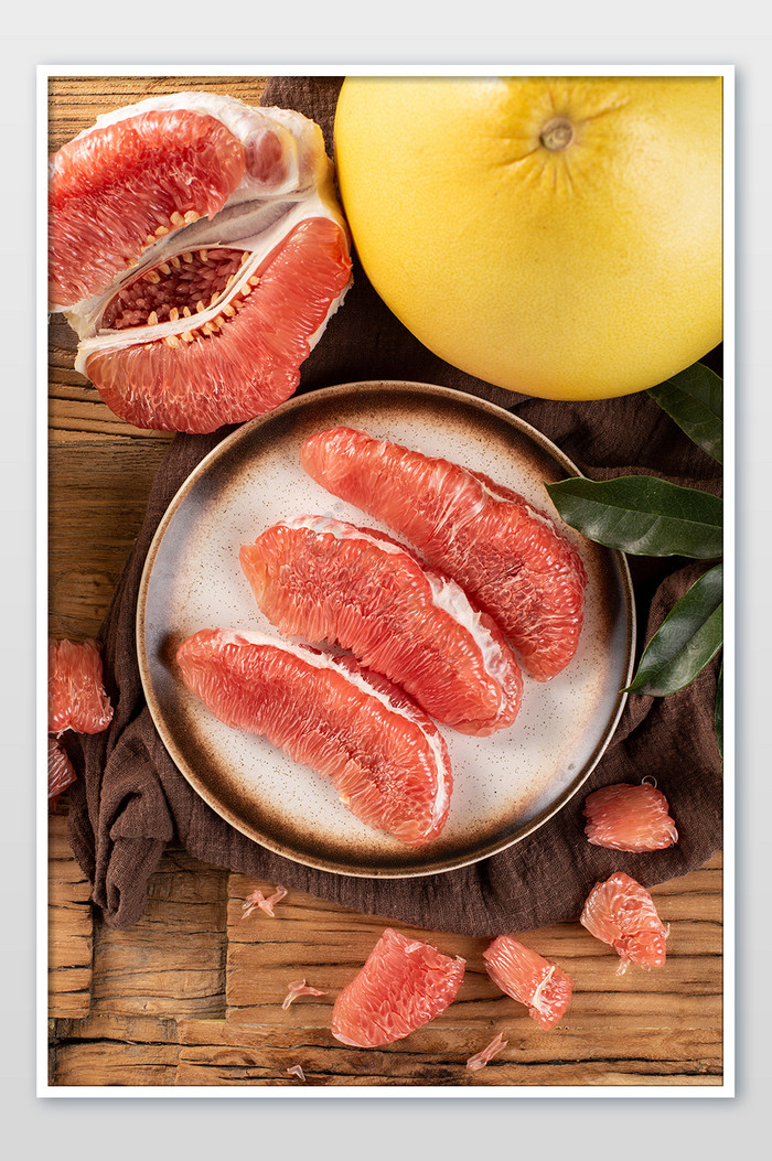新鲜水果美食红心柚子摄影图图片