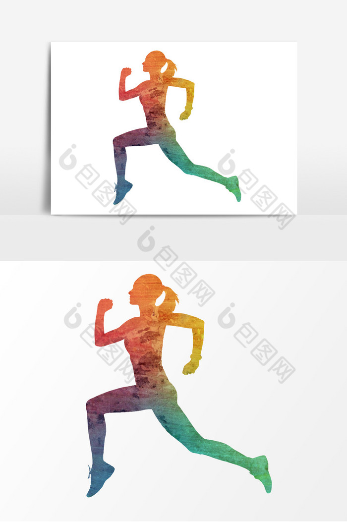 彩色梦幻奔跑跑步人物形象运动剪影1图片图片