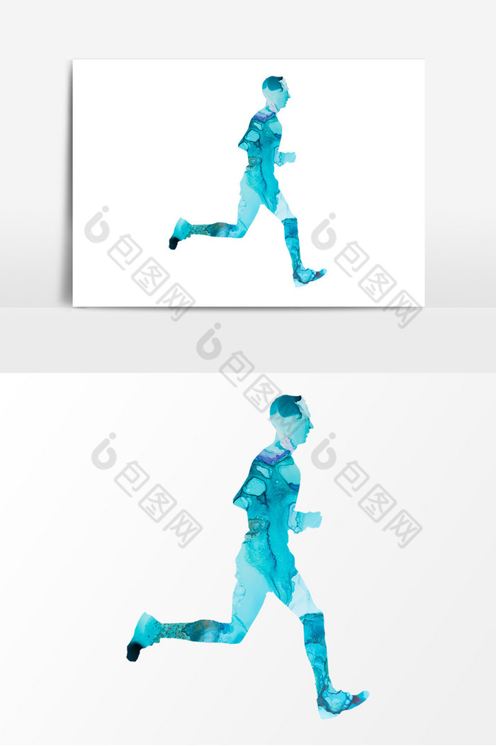 彩色梦幻奔跑跑步人物形象运动剪影3图片图片