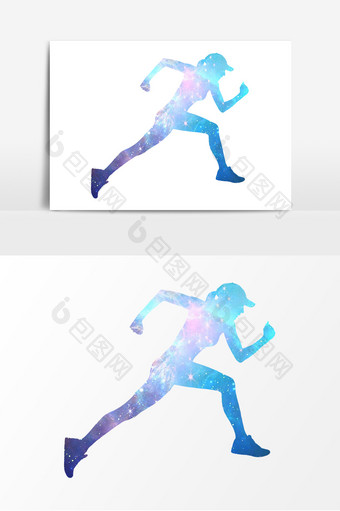 彩色梦幻奔跑跑步人物形象运动剪影4图片