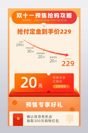 双11橘色电商详情页折线图关联销售模板