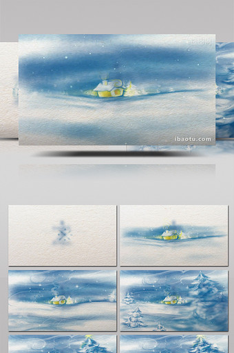 手绘水彩沙画圣诞节新年节日祝福AE模板图片