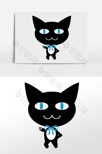 手绘可爱宠物猫咪黑猫插画图片