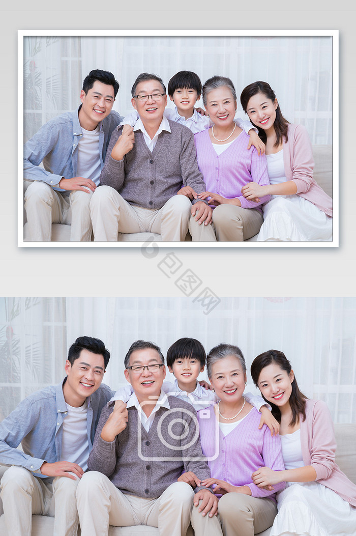 春节新年家庭团聚拍全家福图片