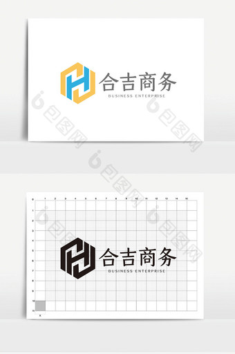 时尚HJ字母商务通用logoVI模板图片