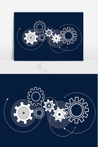 白色商务风齿轮矢量素材图片