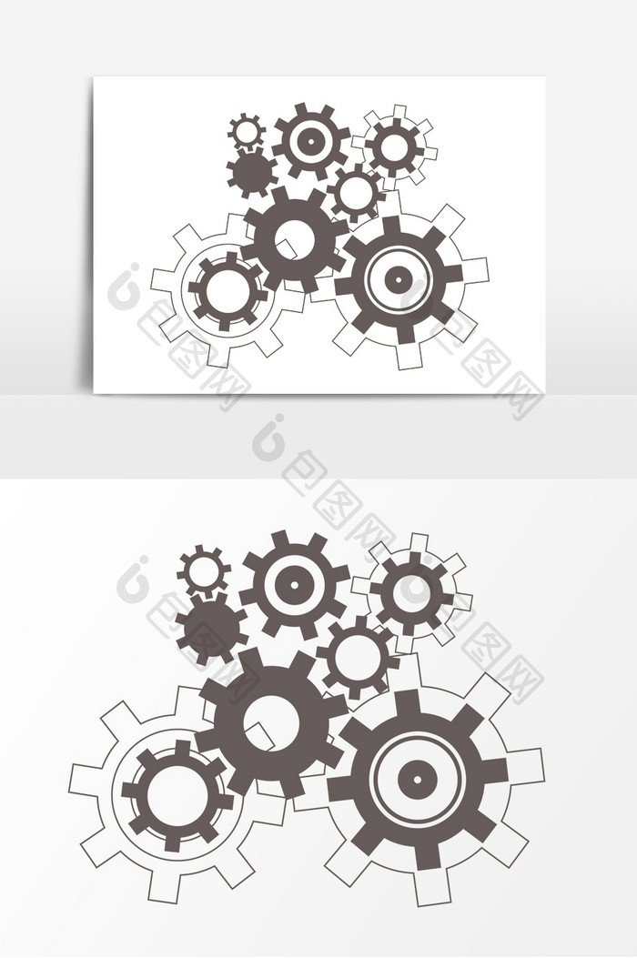 商务PPT齿轮矢量元素