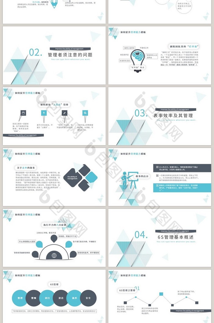 立体蓝色商务企业管理能力培训PPT模板