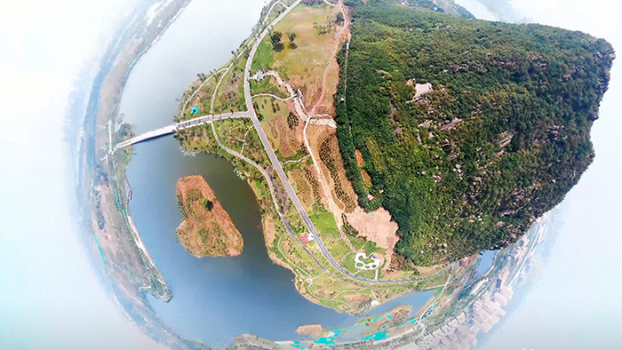 360全景延时摄影4k航拍济南华山风景区
