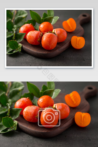 新鲜水果美食柿子摄影图图片