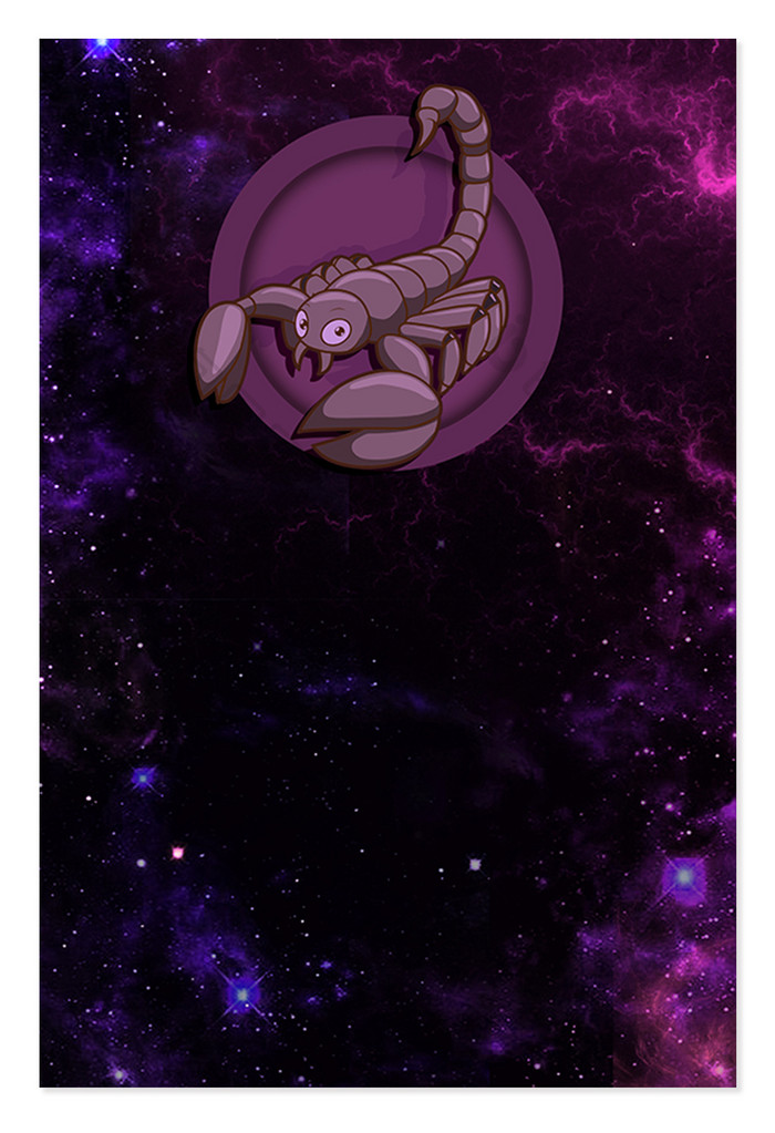 紫色剪纸风魔蝎星座背景