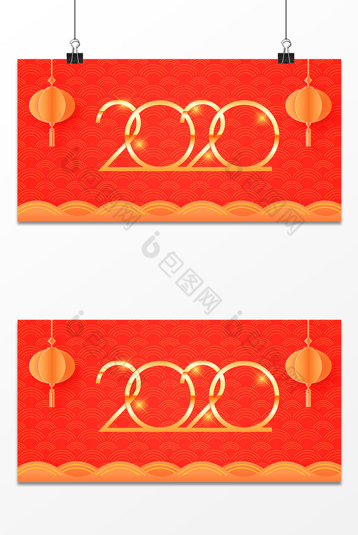 2020春节金色灯笼祥云图片图片