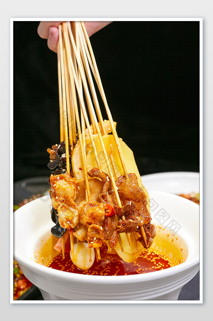 红油串串竹签川菜小吃冷菜美食摄影图片图片
