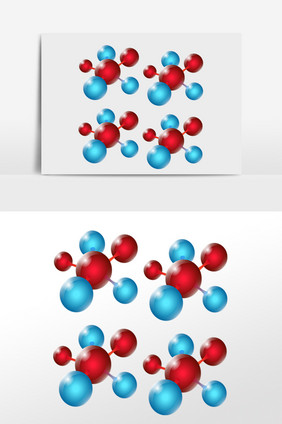 彩色科技分子插画