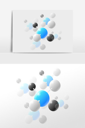 蓝色白色科技分子